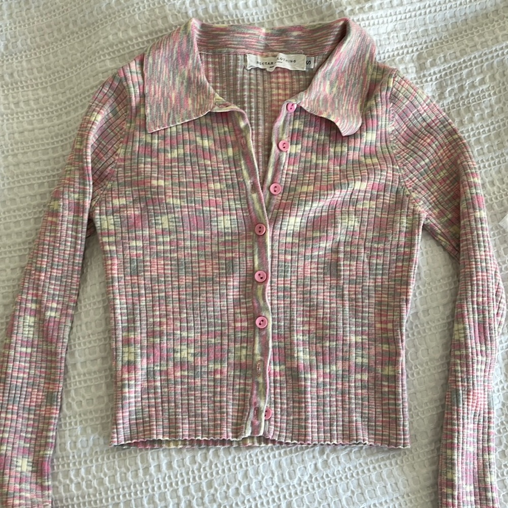 Pink Collared Knit top